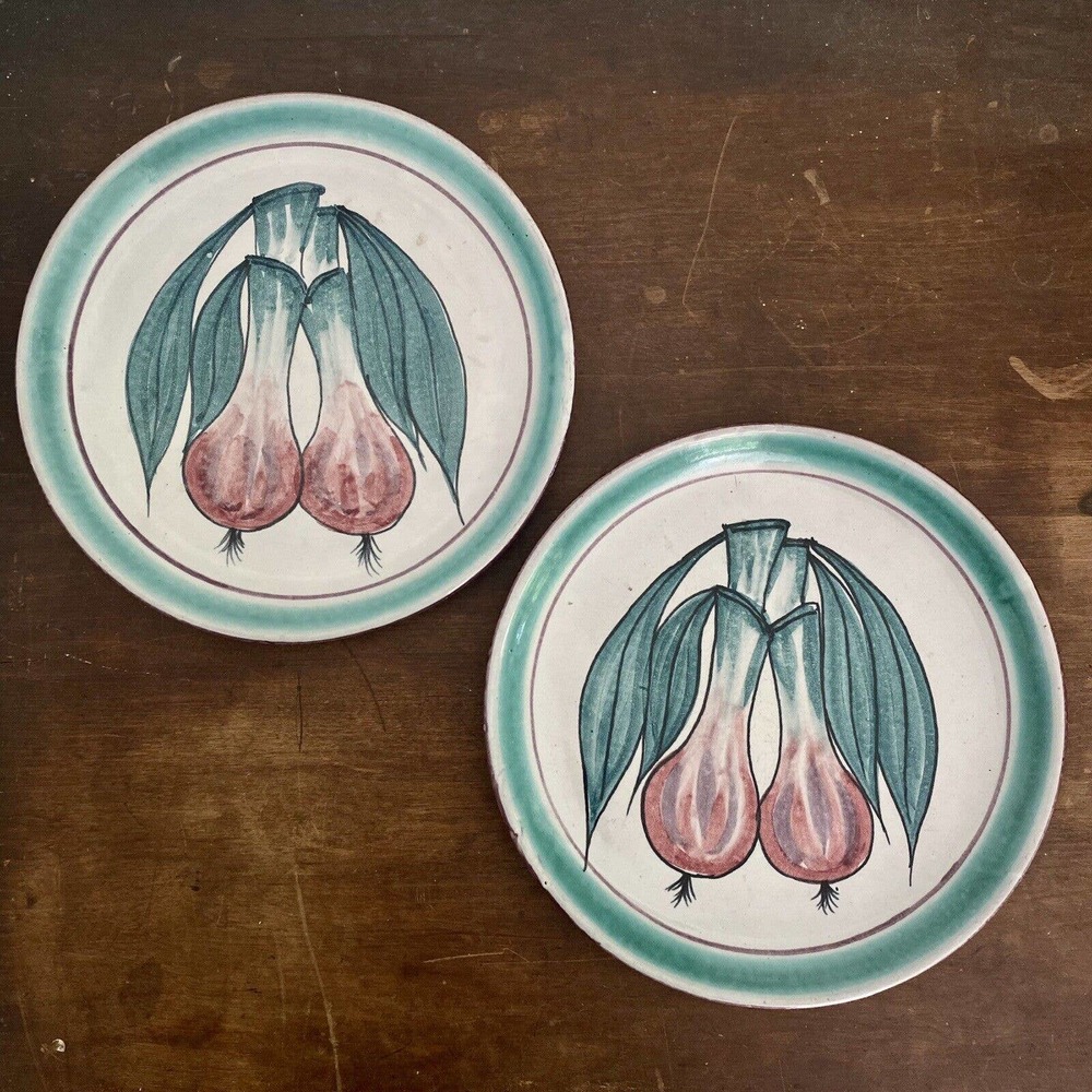 Pair Of Handpainted Italian Plates RED ONION DESIGN 8"